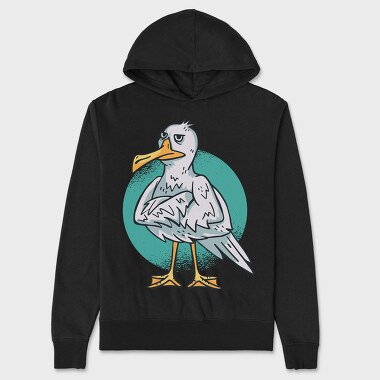 Cartoon Seagull Bird Angry, Hanorac Oversize Barbati (Unisex)