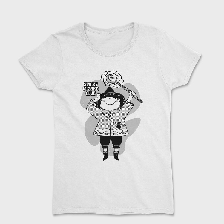 Cartoon Wizard Frog Fantasy Sticky Club, Tricou Femei