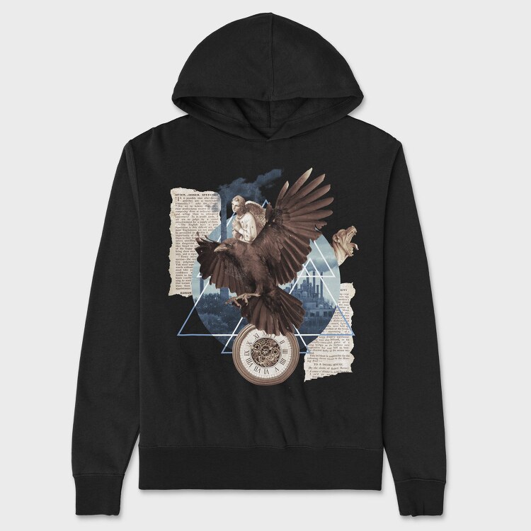 Eagle Bird Flying And Collage Darccollage, Hanorac Oversize Barbati (Unisex)