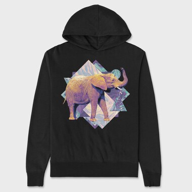 Elephant On Geometric Shapes Animals, Hanorac Oversize Barbati (Unisex)