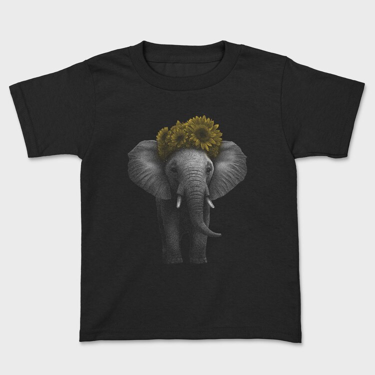 Elephant With Sunflowers Cute, Tricou Copii