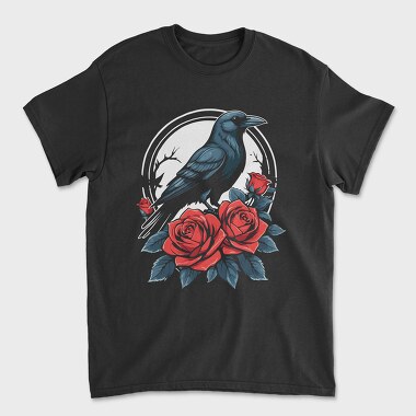 Enigmatic Crow And Roses, Tricou Barbati (Unisex)