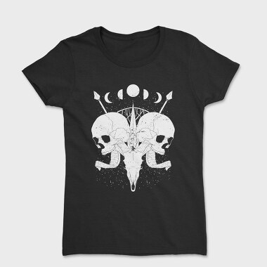 Esoteric Skulls Ram Human Moon Phases, Tricou Femei