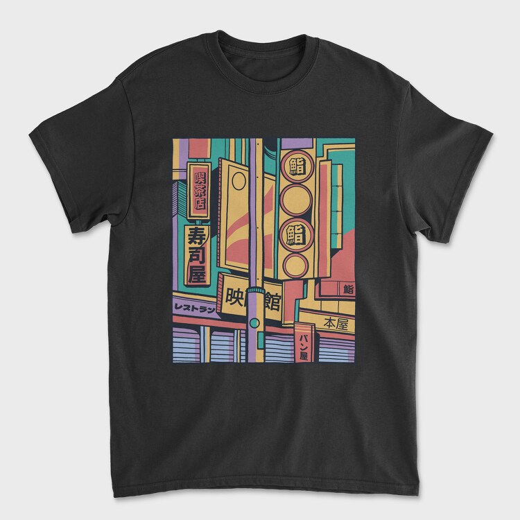 Japanese City Colorful, Tricou Barbati (Unisex)