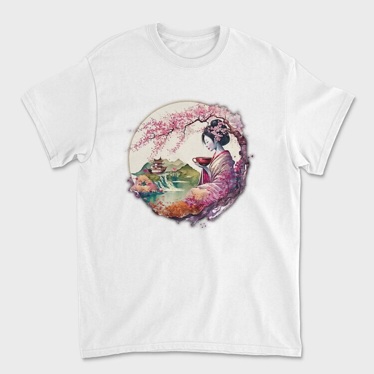 Japanese Geisha And Landscape Tea, Tricou Barbati (Unisex)