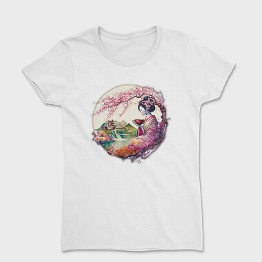 Japanese Geisha And Landscape Tea, Tricou Femei