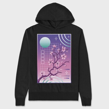Japanese Sakura Vaporwave Tree, Hanorac Oversize Barbati (Unisex)