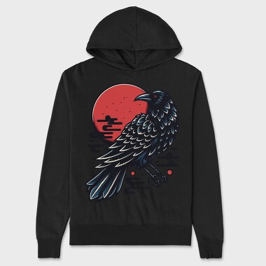 Japanese Style Crow, Hanorac Oversize Barbati (Unisex)