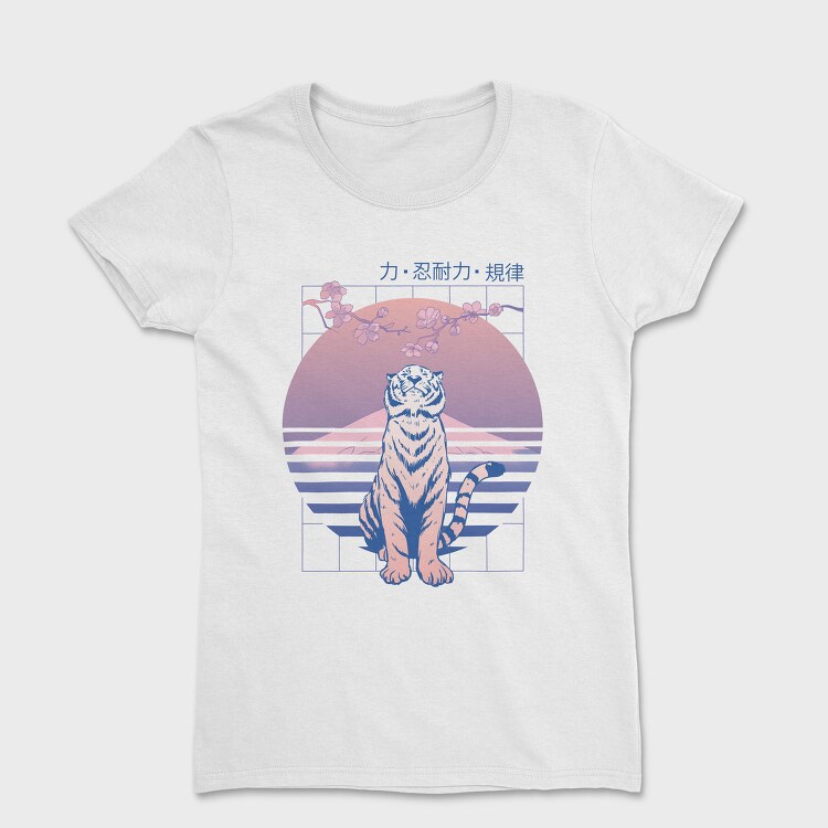 Japanese Tiger Looking Up Sakura, Tricou Femei