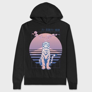 Japanese Tiger Looking Up Sakura, Hanorac Oversize Barbati (Unisex)