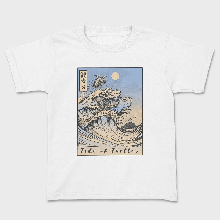 Japanese Turtle Ukiyo Wave Sea, Tricou Copii