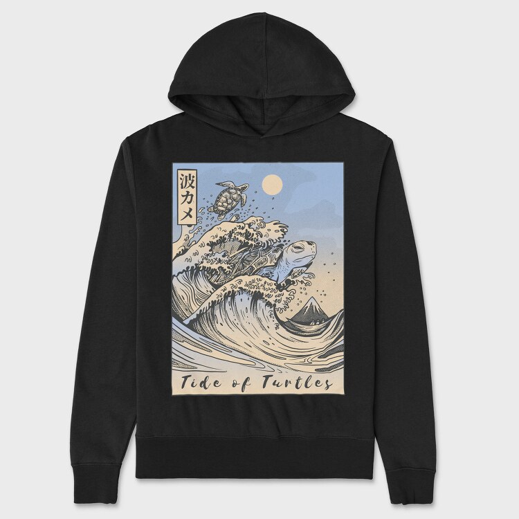 Japanese Turtle Ukiyo Wave Sea, Hanorac Oversize Barbati (Unisex)