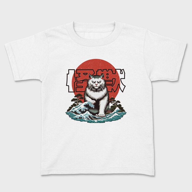 Japanese Wave Cat Catzilla, Tricou Copii