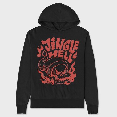Jingle Hell Anti Christmas Skull, Hanorac Oversize Barbati (Unisex)
