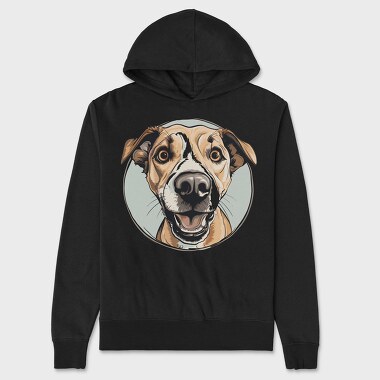Joyful Dog Portrait, Hanorac Oversize Barbati (Unisex)