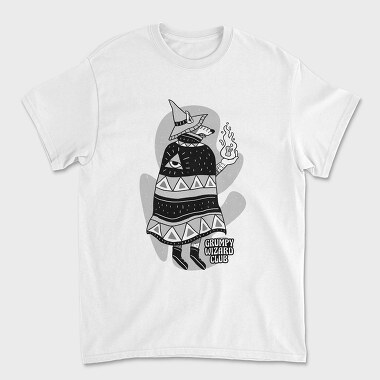 Cartoon Wizard Wolf Fantasy Grumpy Club, Tricou Barbati (Unisex)