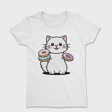 Cat And Donuts White Kitty, Tricou Femei