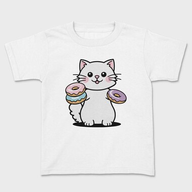 Cat And Donuts White Kitty, Tricou Copii
