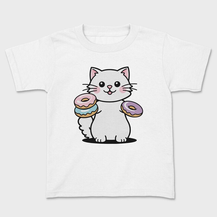 Cat And Donuts White Kitty, Tricou Copii