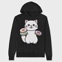 Cat And Donuts White Kitty, Hanorac Oversize Barbati (Unisex)