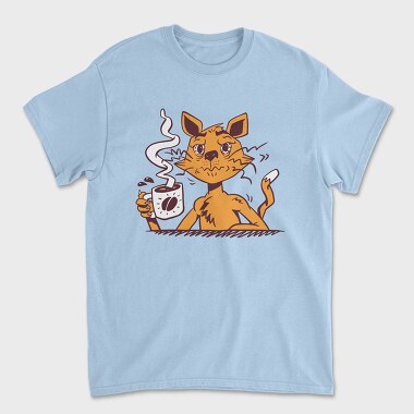 Cat Drinking Coffee, Tricou Barbati (Unisex)
