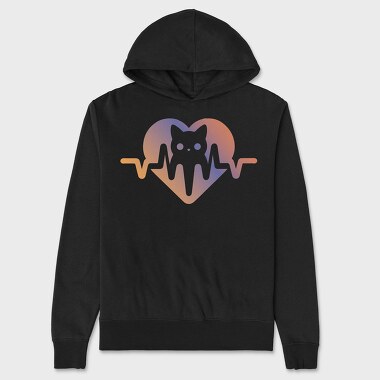 Cat Heartbeat Love, Hanorac Oversize Barbati (Unisex)