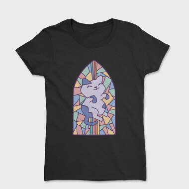 Cat In Church Window Style Py, Tricou Femei