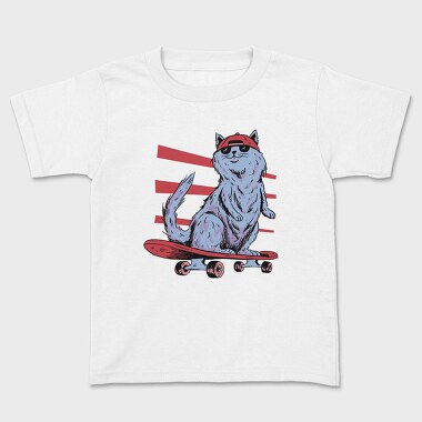 Cat In Skateboard Skate, Tricou Copii