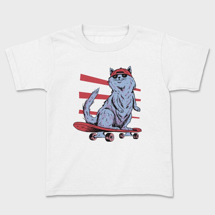 Cat In Skateboard Skate, Tricou Copii