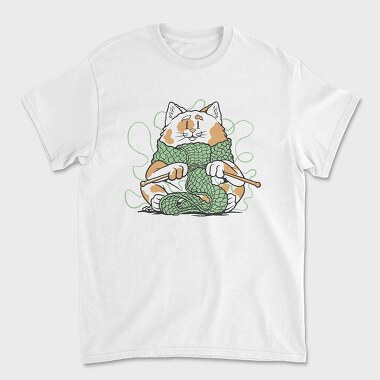 Cat Knitting Scarf Weave, Tricou Barbati (Unisex)