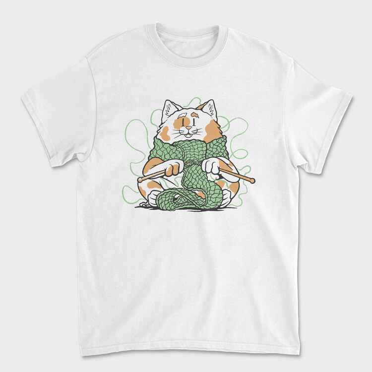 Cat Knitting Scarf Weave, Tricou Barbati (Unisex)