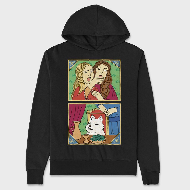 Cat Meme In Ottoman Style, Hanorac Oversize Barbati (Unisex)