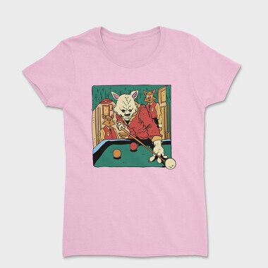 Cat Playing Billiards Biliard, Tricou Femei
