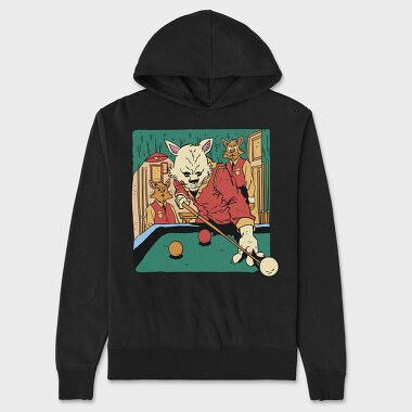 Cat Playing Billiards Biliard, Hanorac Oversize Barbati (Unisex)