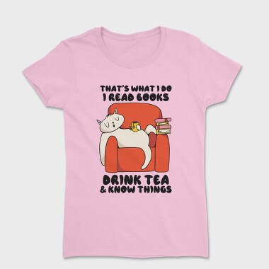 Cat Reading Books (2), Tricou Femei