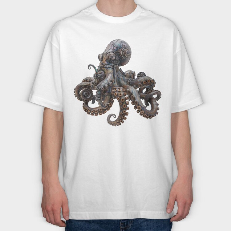 Steampunk Octopus 06, Tricou Oversize Barbati (Unisex)