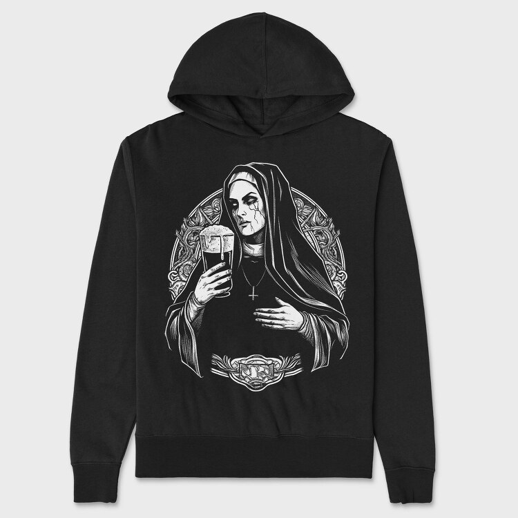 Dark Nun With Beer Evil, Hanorac Oversize Barbati (Unisex)