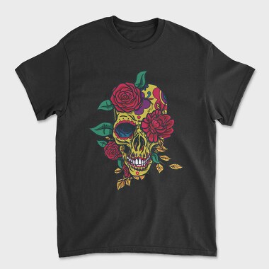 Day Of The Dead Skull With Roses, Tricou Barbati (Unisex)