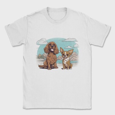 Chihuahua And Cocker Dogs Beach, Tricou Barbati (Unisex)