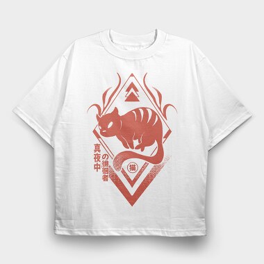 Chinese Zodiac Cat Dark Animals, Tricou Oversize Barbati (Unisex)
