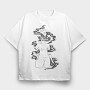 Abstract Statue With Plats Plants, Tricou Oversize Barbati (Unisex)