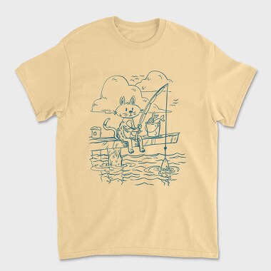 Fishing Cat Doodle, Tricou Barbati (Unisex)