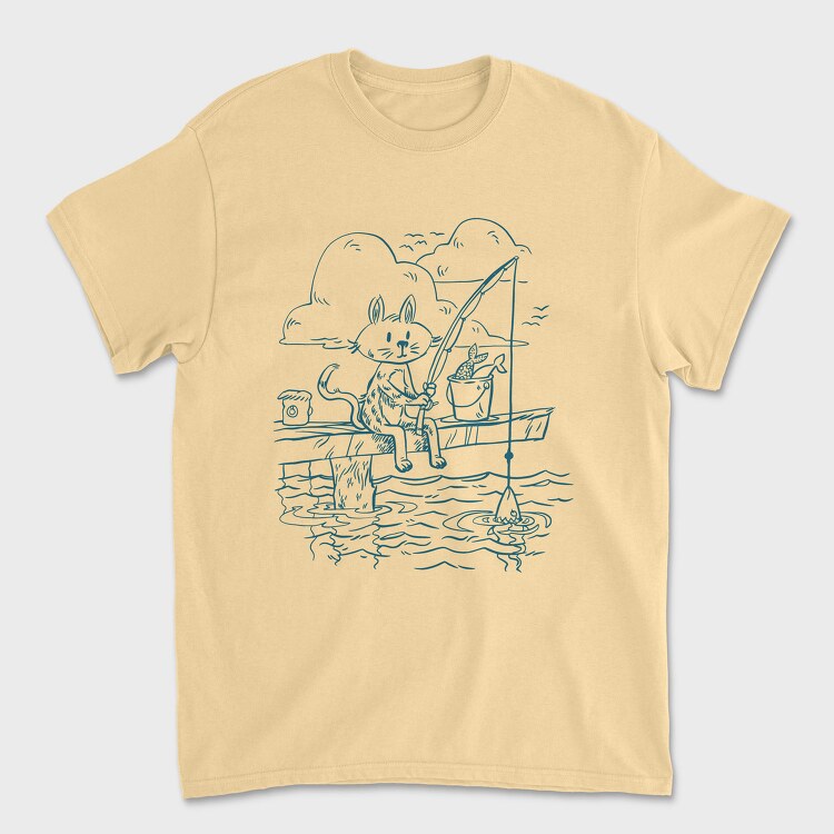 Fishing Cat Doodle, Tricou Barbati (Unisex)