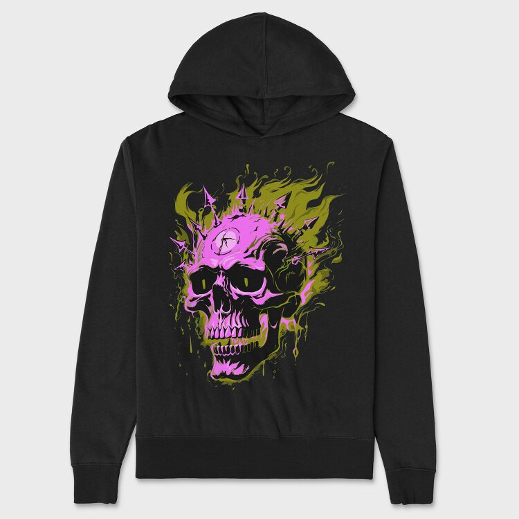 Flaming Punk Skull, Hanorac Oversize Barbati (Unisex)