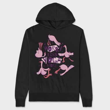 Flamingo Doing Yoga Worry, Hanorac Oversize Barbati (Unisex)