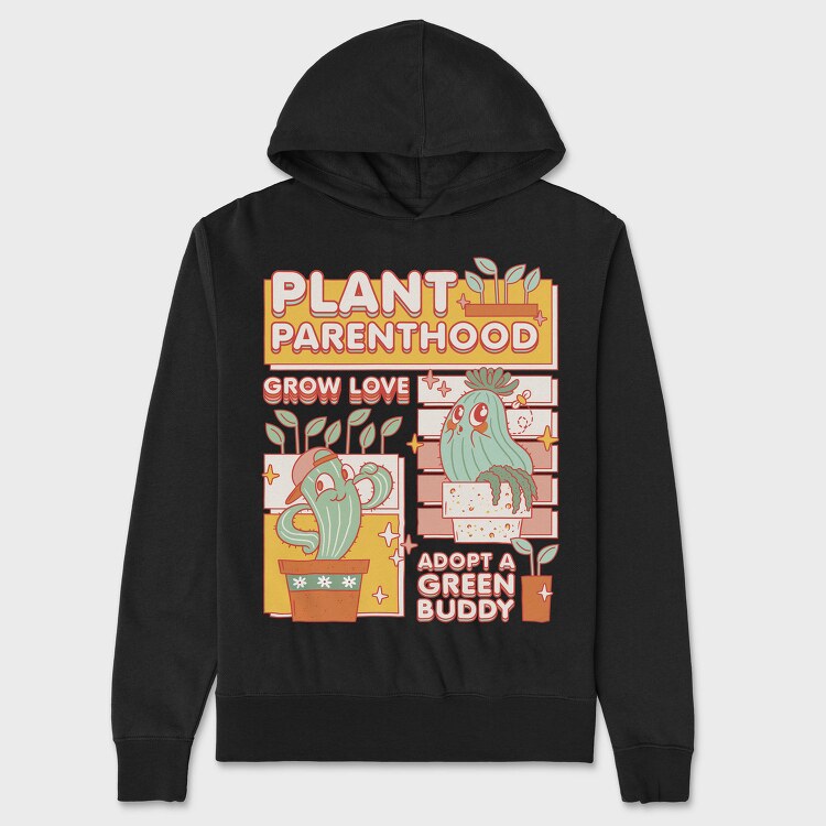 Nurturing Plant Parenthood Cute Cactus 09, Hanorac Oversize Barbati (Unisex)