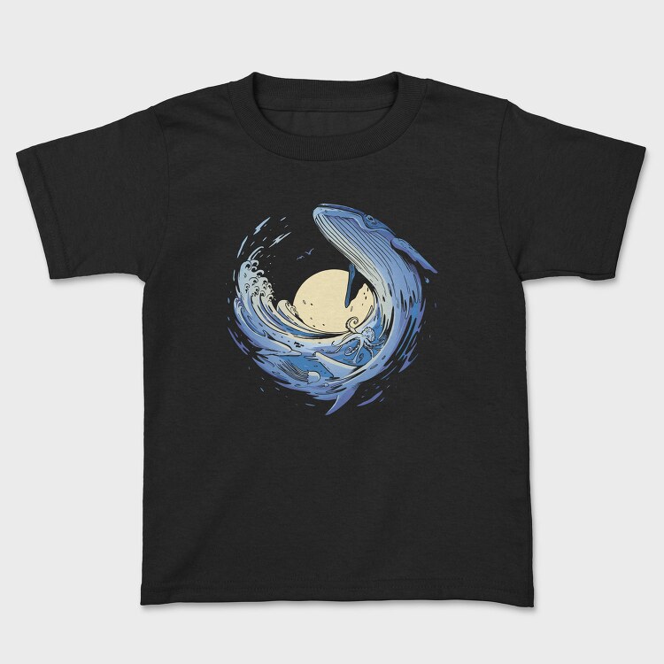 Ocean Wave Whale Sea Animals, Tricou Copii