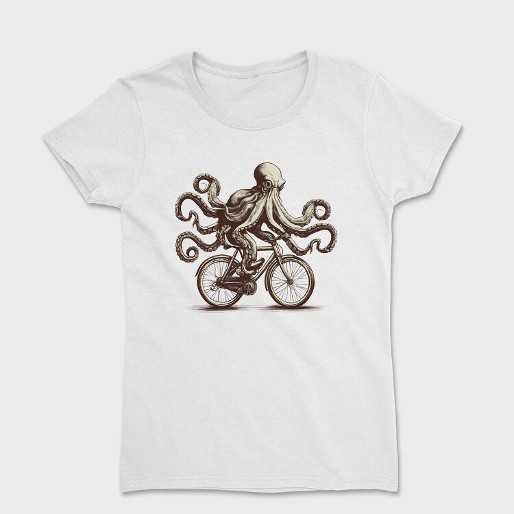 Octopus On Bicycle Ride, Tricou Femei