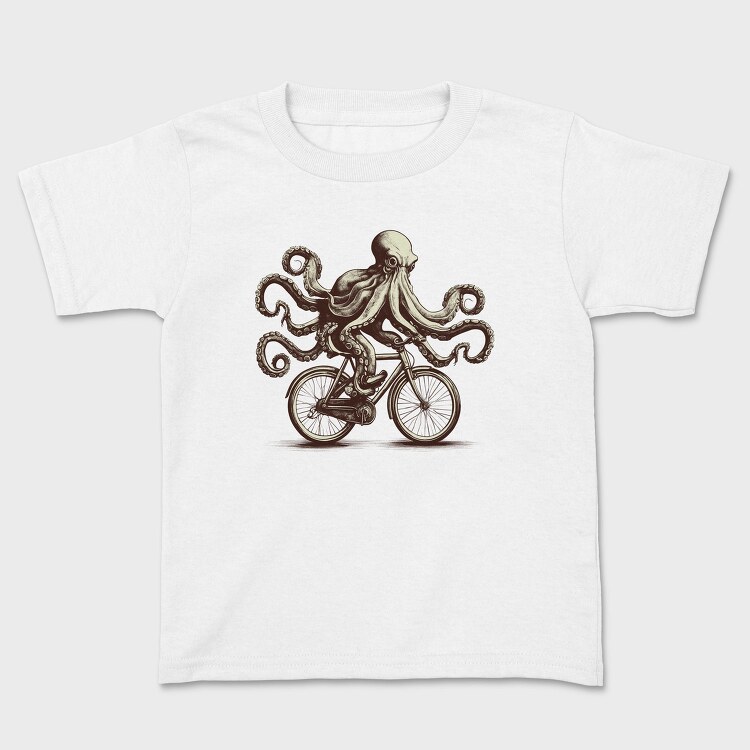 Octopus On Bicycle Ride, Tricou Copii