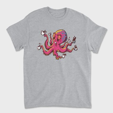 Octopus With Coffee Cups, Tricou Barbati (Unisex)